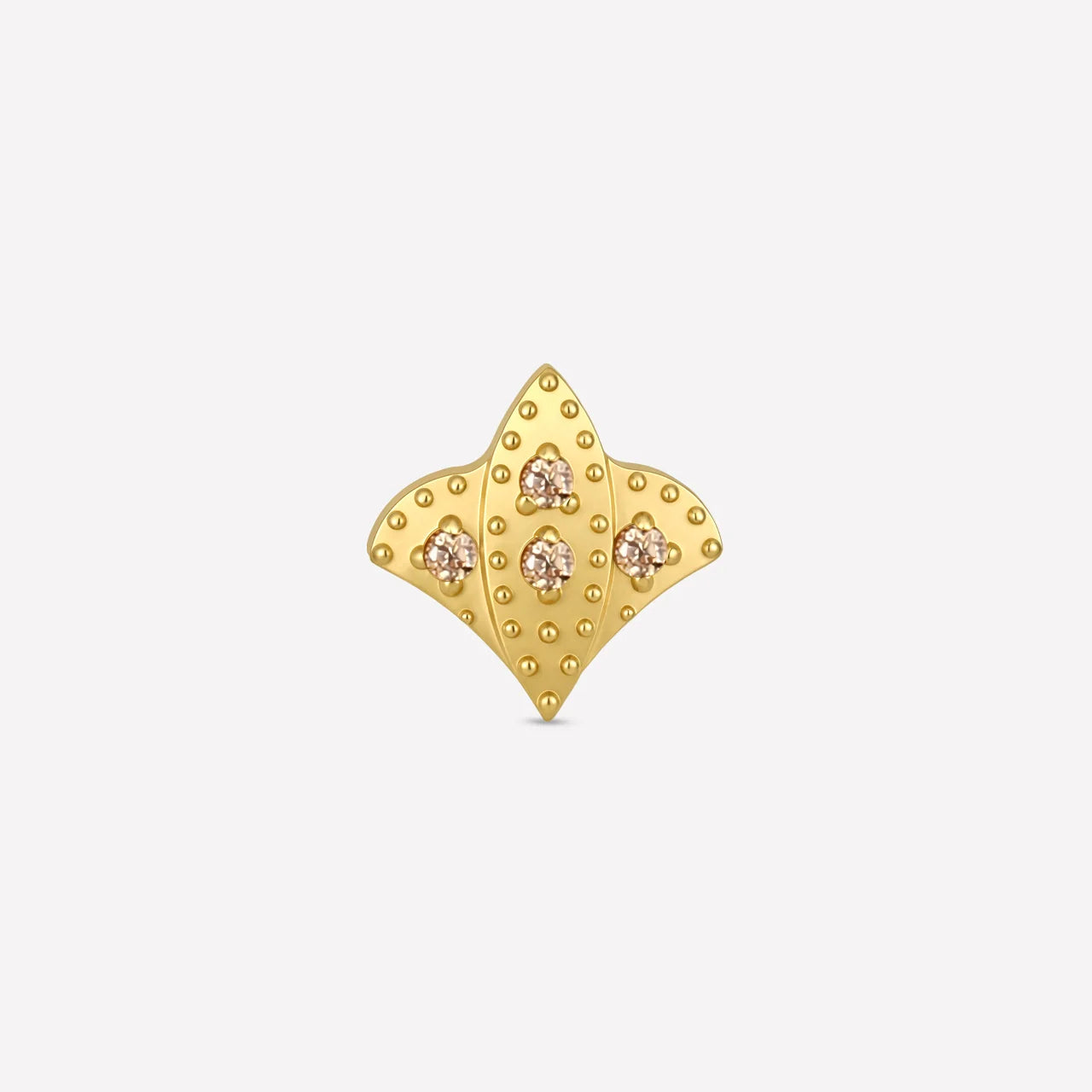 Royal Fleur Flatback Stud, gold tone with champagne stones, product view