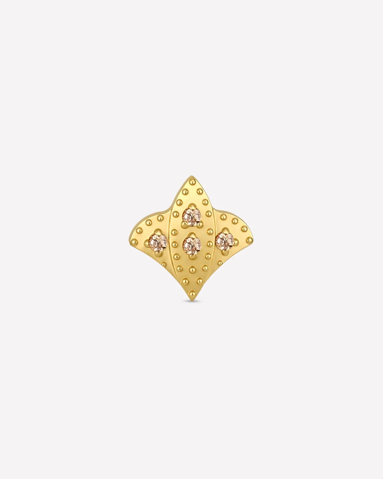 Royal Fleur Flatback Stud, gold tone with champagne stones, product view