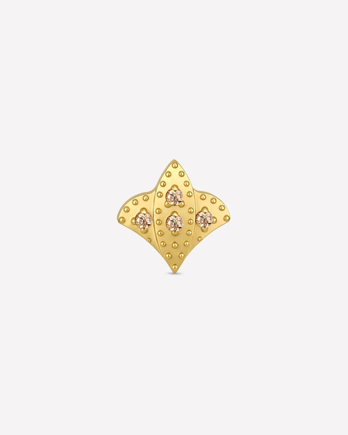 Royal Fleur Flatback Stud, gold tone with champagne stones, product view