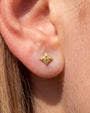 Royal Fleur Flatback Stud, gold tone with champagne stones, ear styling detail