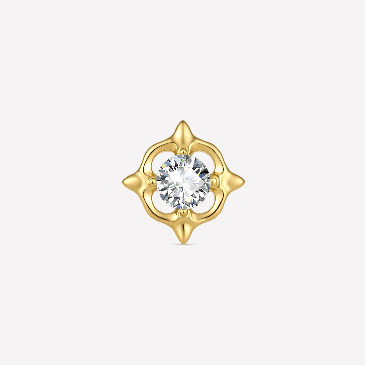 Star Halo Flatback Stud in gold tone, front view
