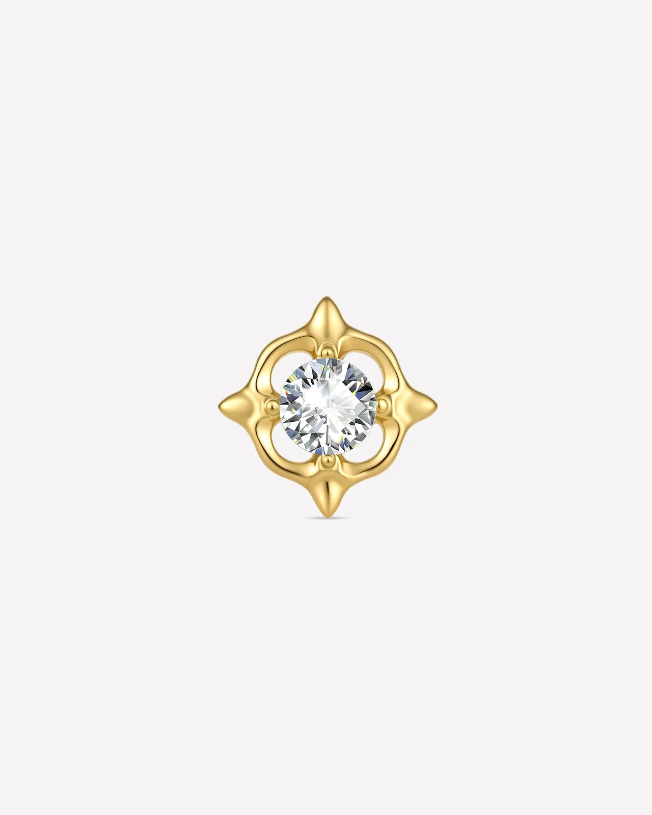 Star Halo Flatback Stud in gold tone, front view