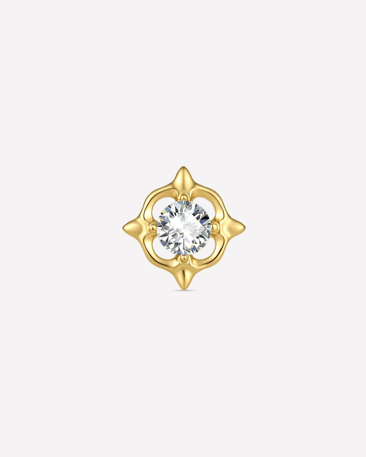 Star Halo Flatback Stud in gold tone, front view