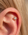 Star Halo Flatback Stud in gold tone, flat styling