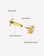 Star Halo Flatback Stud in gold tone, threaded attachment details