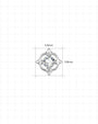 Star Halo Flatback Stud in silver tone, size chart