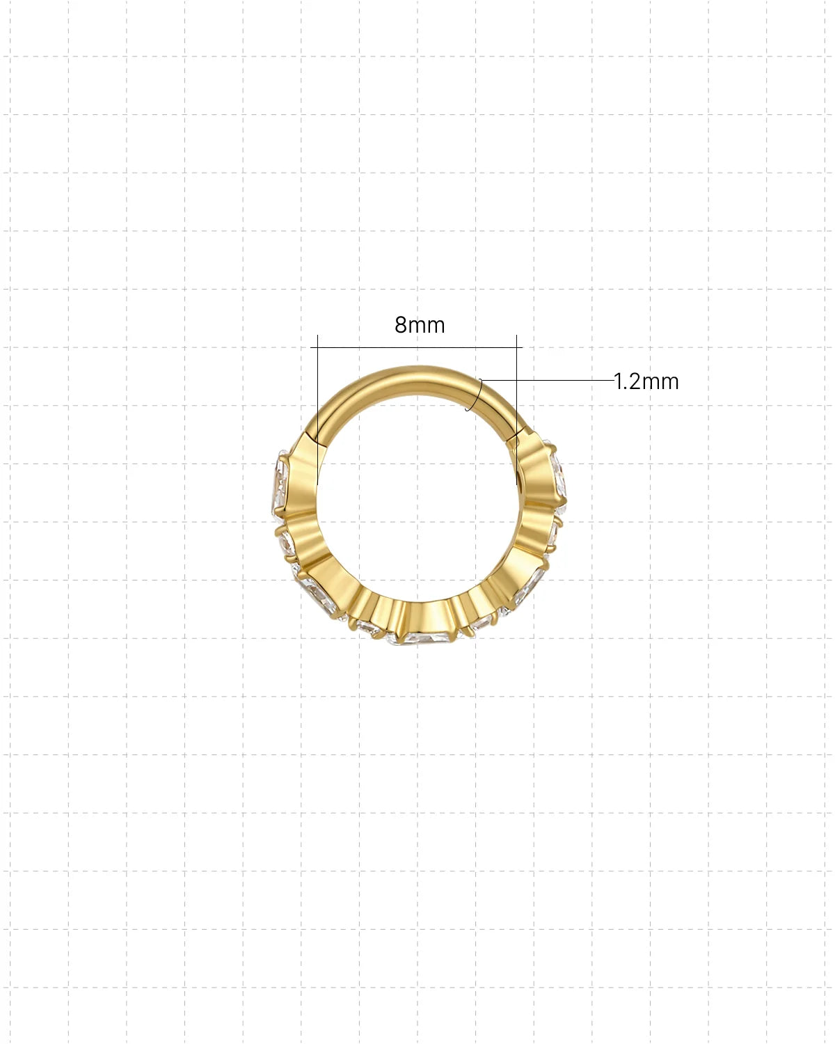 Starlit Rhythm Huggie Clicker gold 8mm inner diameter and 1.2mm gauge