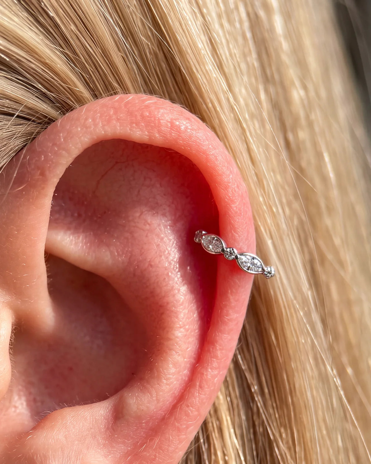 Starlit Rhythm Huggie Clicker silver helix styling
