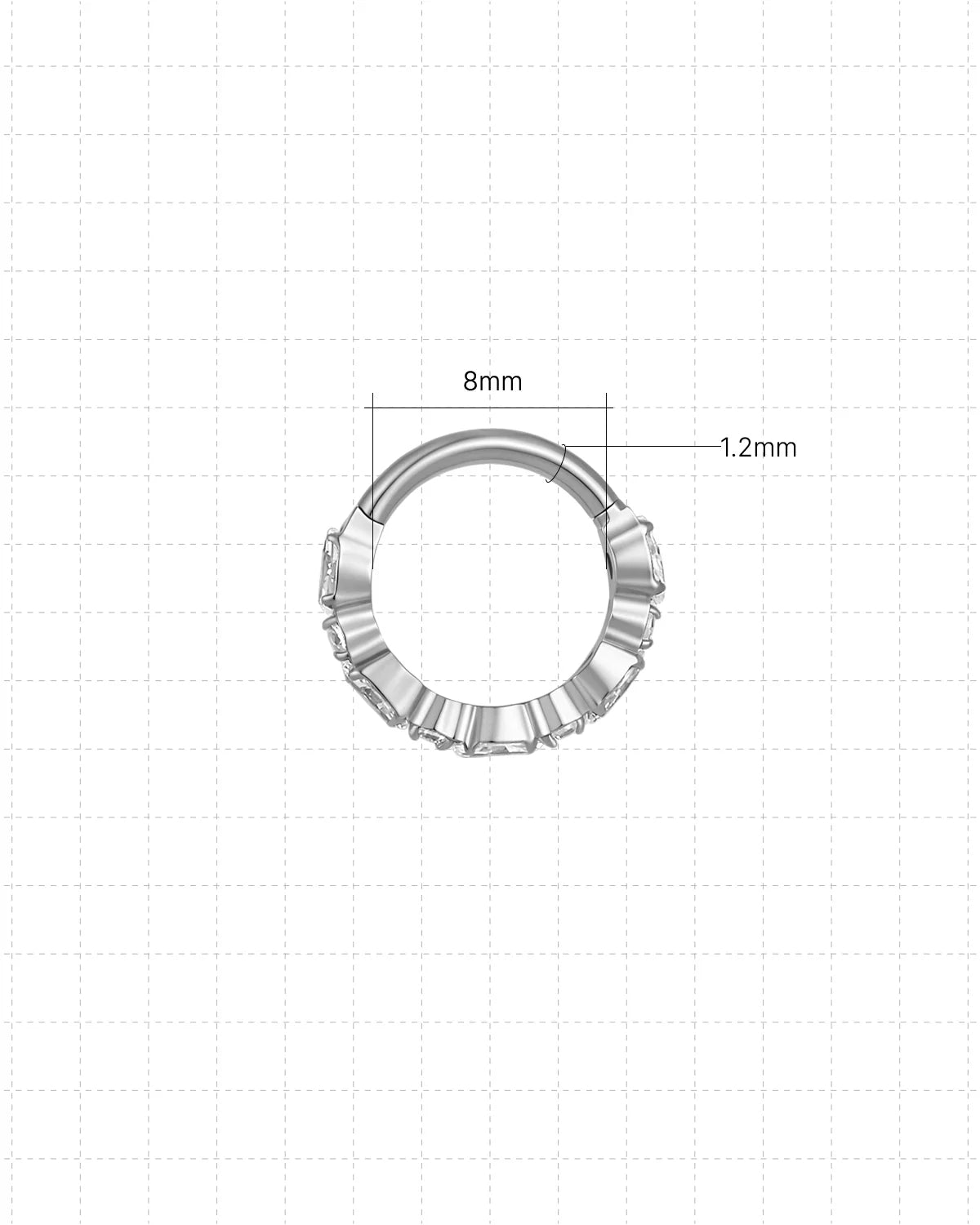 Starlit Rhythm Huggie Clicker silver 8mm inner diameter and 1.2mm gauge