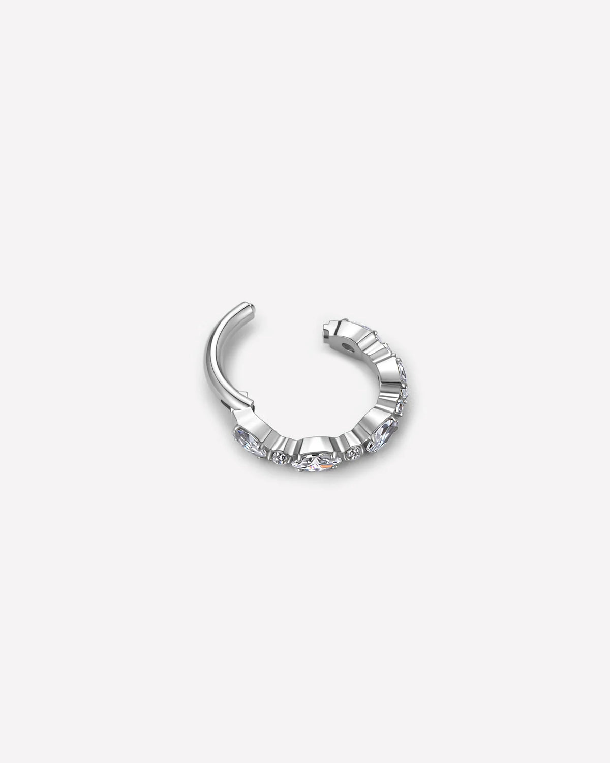 Starlit Rhythm Huggie Clicker silver open hinged closure