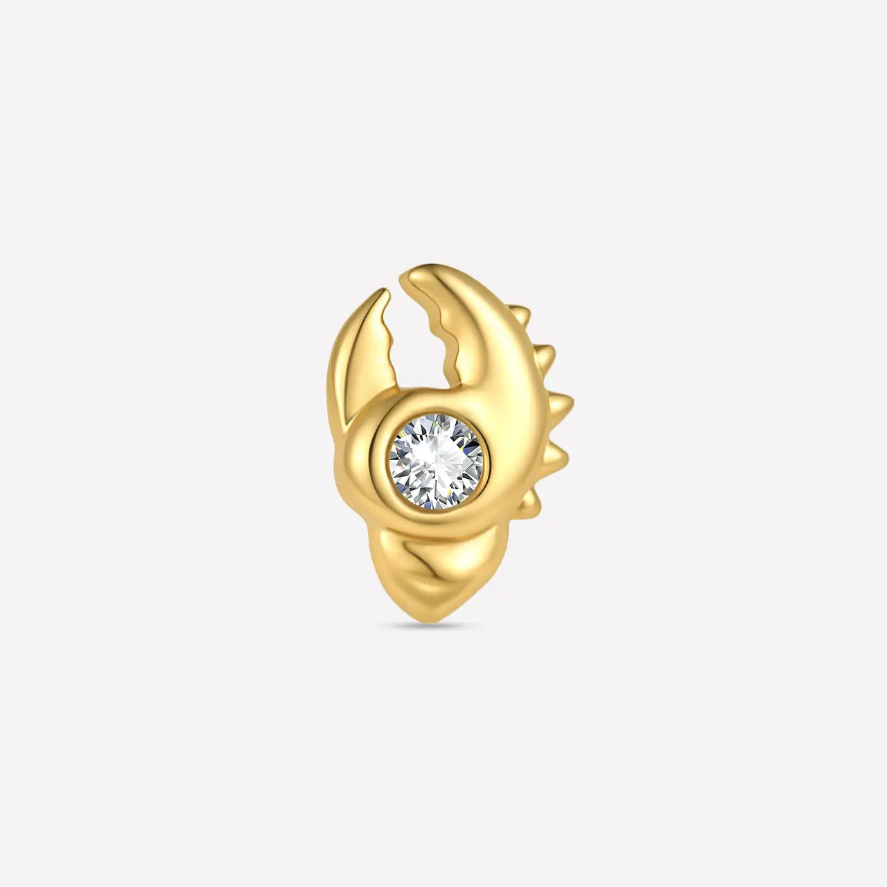 Tidal Claw gold crystal clear flatback stud front view
