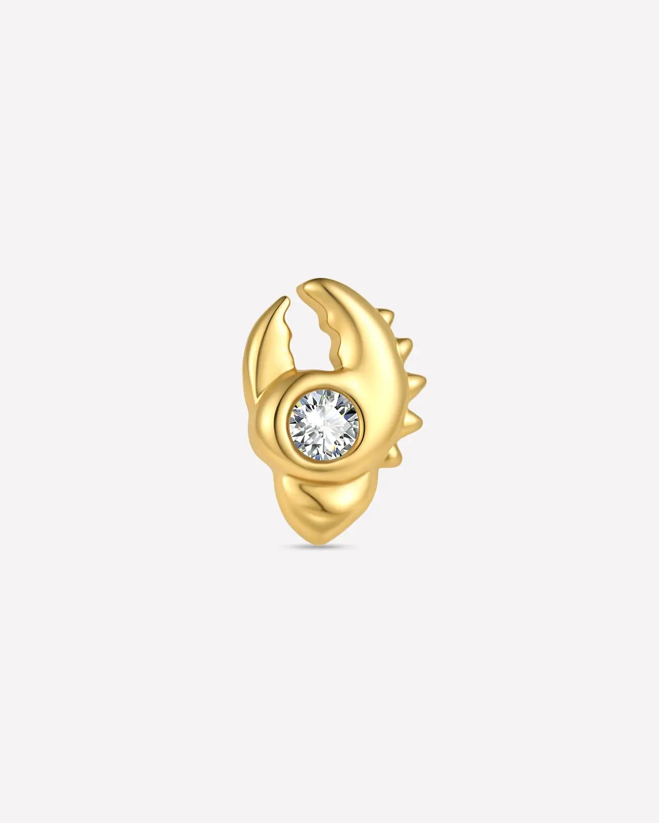 Tidal Claw gold crystal clear flatback stud front view