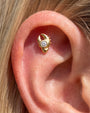 Tidal Claw gold crystal clear flatback stud worn in helix piercing