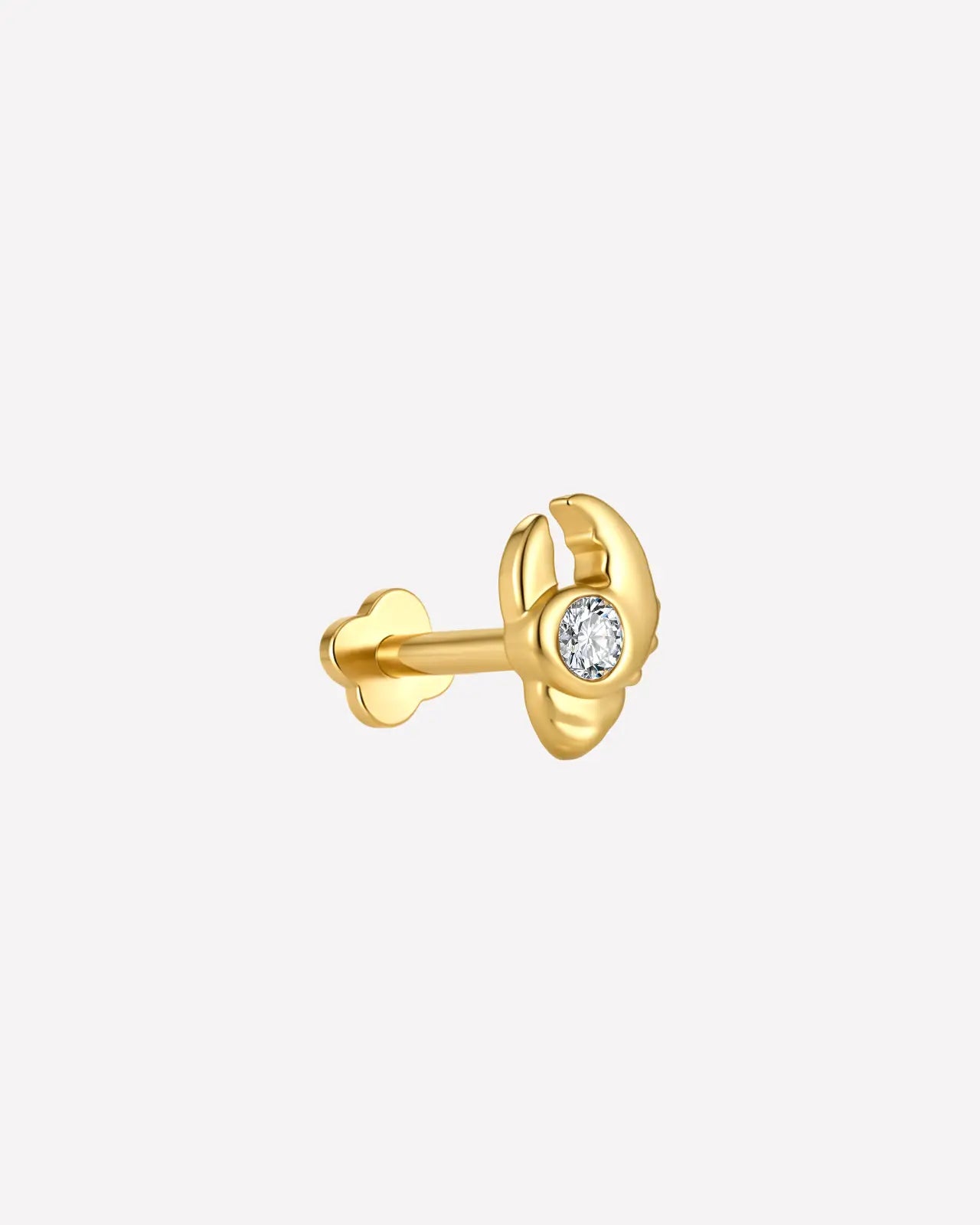 Tidal Claw gold crystal clear flatback stud side view