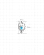 Tidal Claw silver ocean mist jewelry front size 5.1mm by 7.0mm