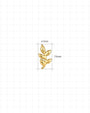 Wild Laurel Flatback Stud gold 4.1mm by 7.5mm front size guide