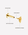 Wild Laurel Flatback Stud gold internally threaded construction