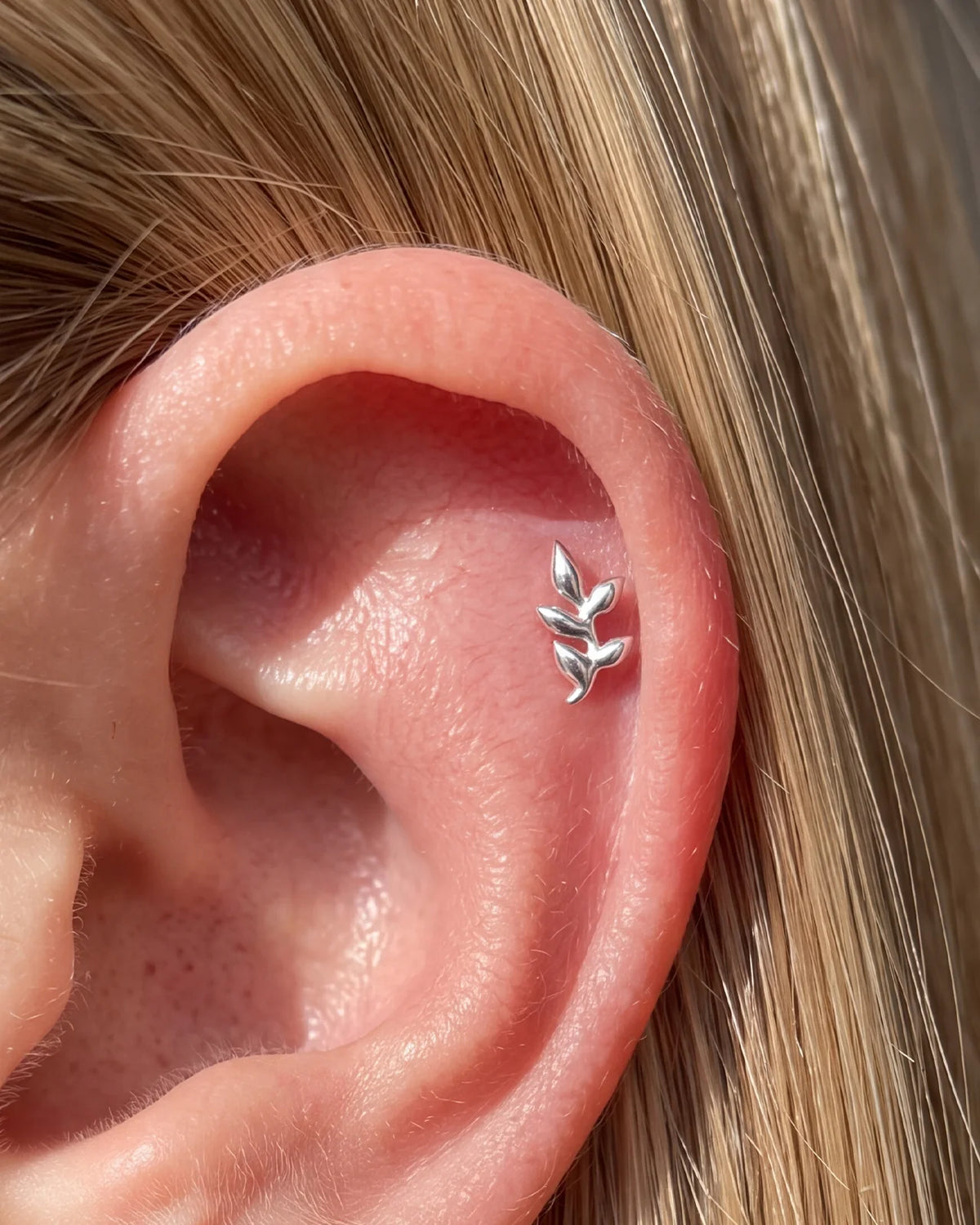 Wild Laurel Flatback Stud silver helix styling
